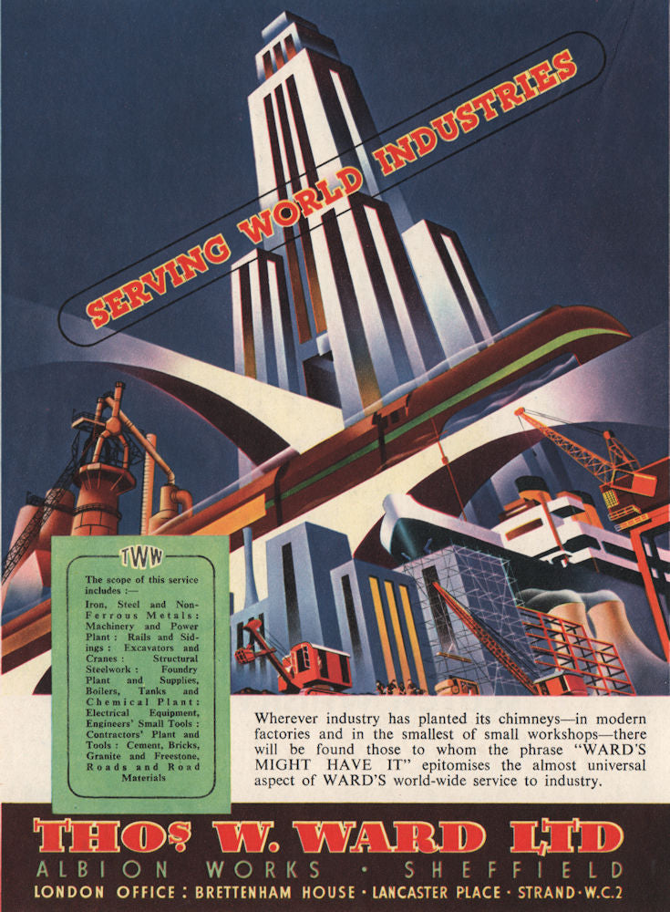 ENGINEERING ADVERT. Thos. W. Ward Ltd. Albion Works Sheffield 1951 old print